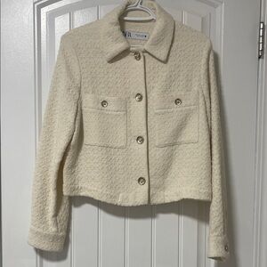 Zara Cream Textured Blazer